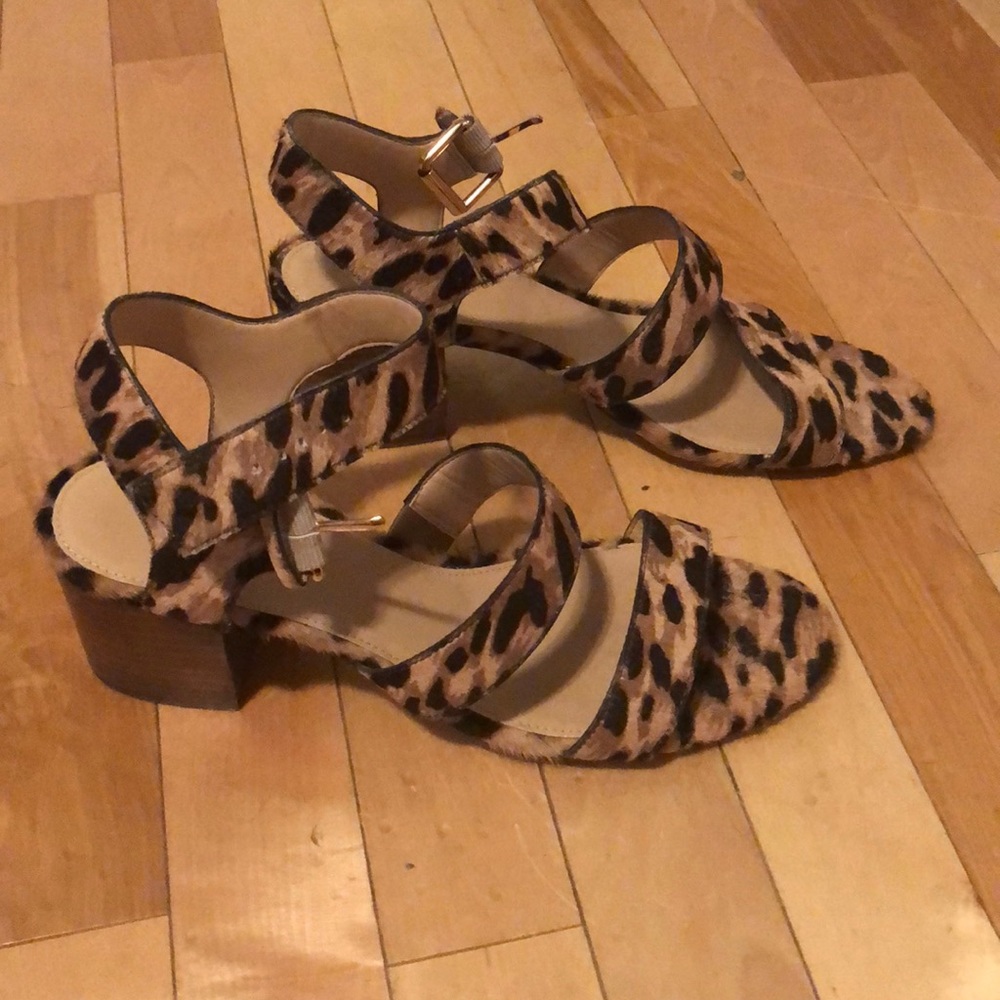 J.Crew leopard calf hair sandals